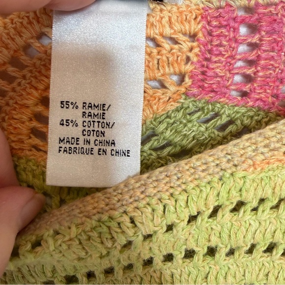 Talbots Crochet Sweater Spring Doily Patchwork Sherbet Multicolor Artsy Sz S - Picture 8 of 10